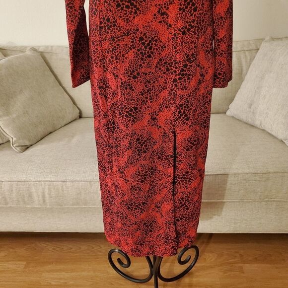 Leith Red Spatter Print Square Neck Midi Dress size Small - NEW - Picture 5 of 12